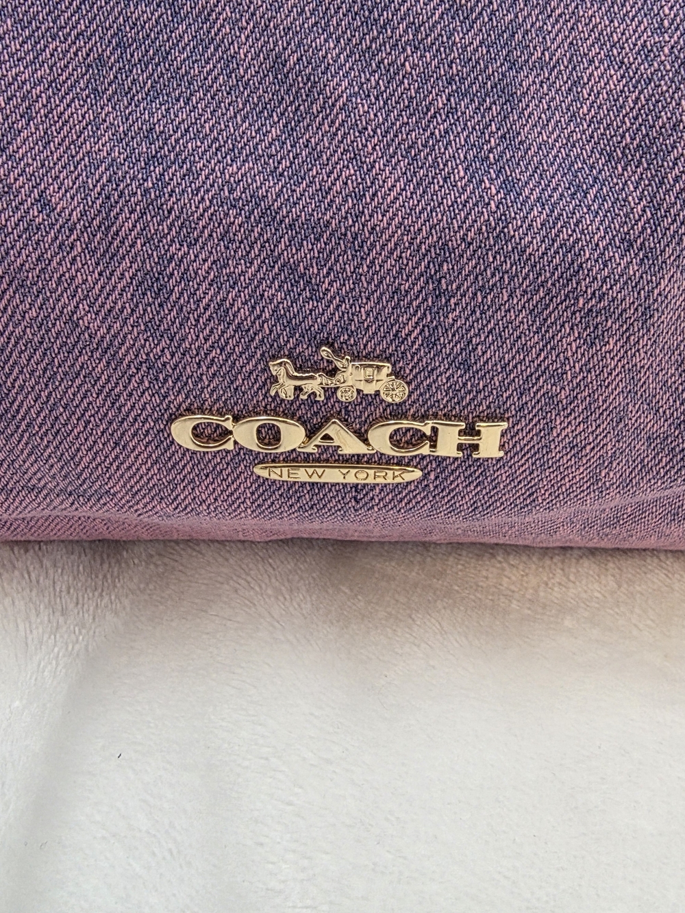Custom Hand-Dyed Pink Coach Laurel Shoulder Bag | Reworked Denim with Charms - Picture 6 of 15